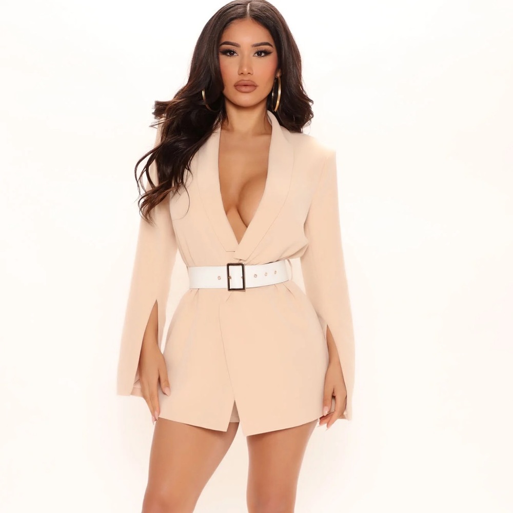 Fashion nova cream romper size M